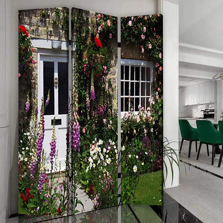 Image 1 English Garden 48" Wide Printed Canvas Screen/Room Divider