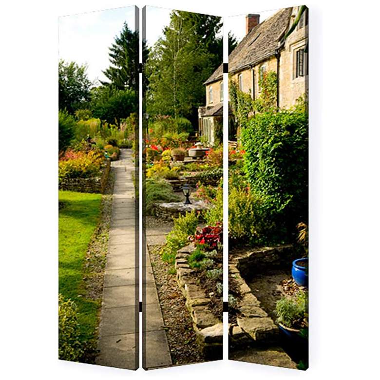 Image 3 English Garden 48" Wide Printed Canvas Screen/Room Divider more views