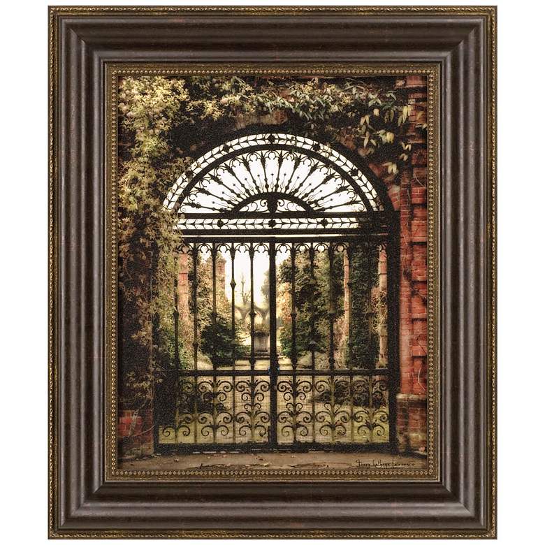 Image 1 English Iron Gate and Vines 26 inch High Framed Wall Art