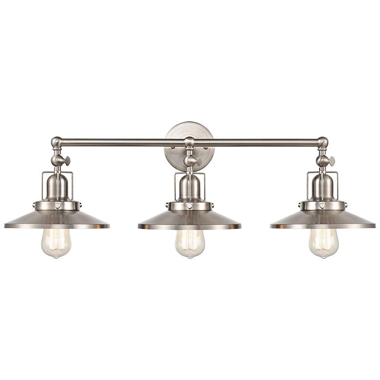 Image 1 English Pub 28" Wide Satin Nickel 3-Light Bath Light