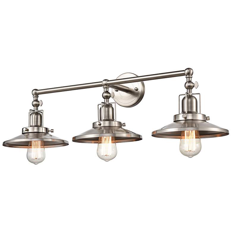 Image 5 English Pub 28" Wide Satin Nickel 3-Light Bath Light more views