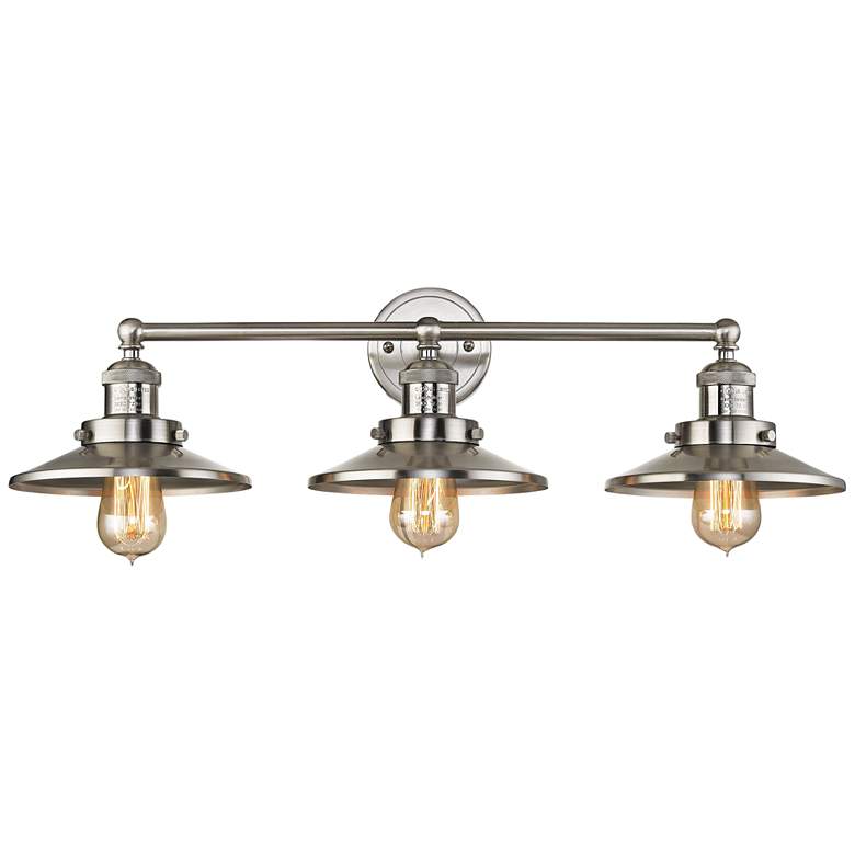 Image 1 English Pub 28" Wide Satin Nickel 3-Light Bath Light