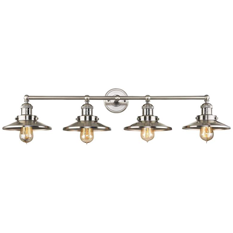 Image 1 English Pub 38 inch Wide Satin Nickel 4-Light Bath Light