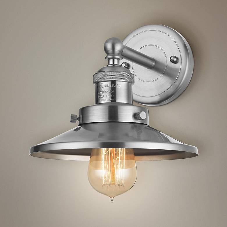 Image 1 English Pub 8" High Satin Nickel 1-Light Wall Sconce