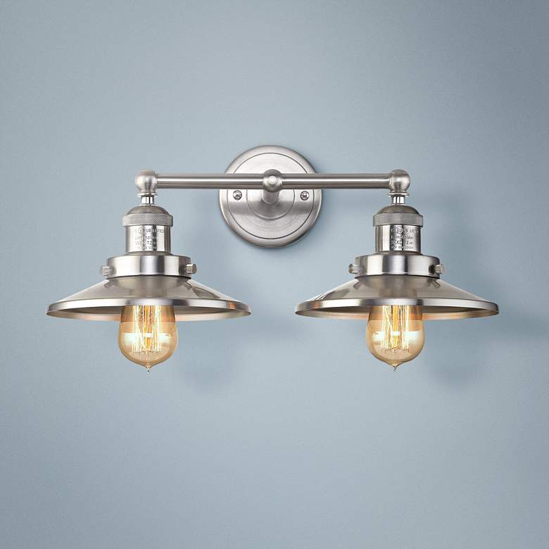 Image 1 English Pub 8" High Satin Nickel 2-Light Wall Sconce