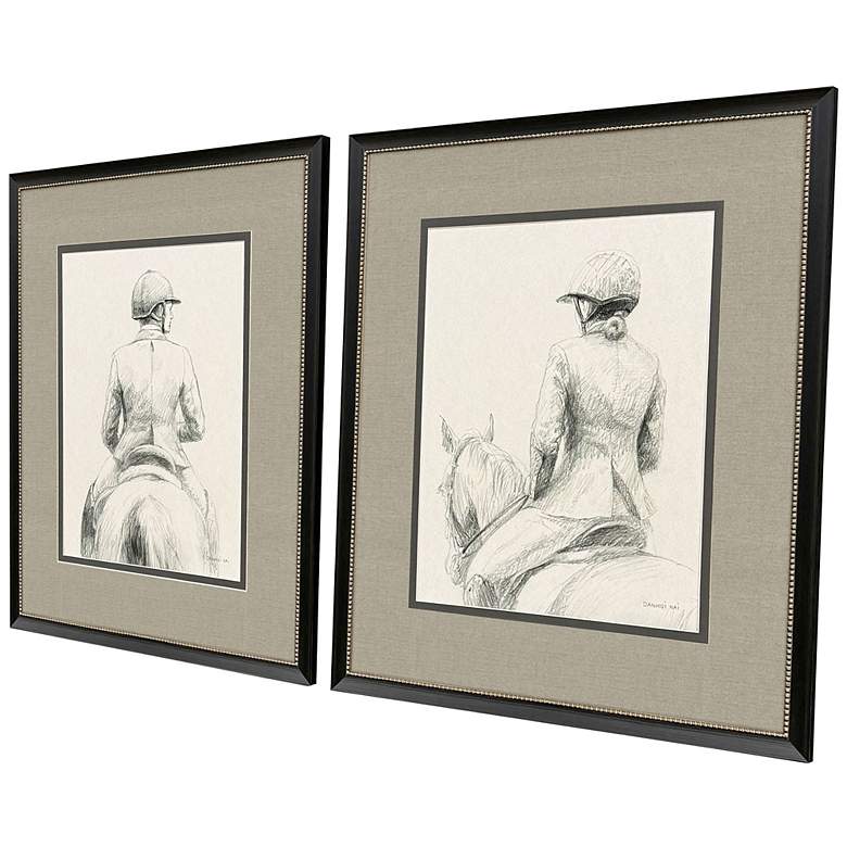 Image 2 English Rider 26"W x 30"H Traditional Framed Art Set of 2 more views
