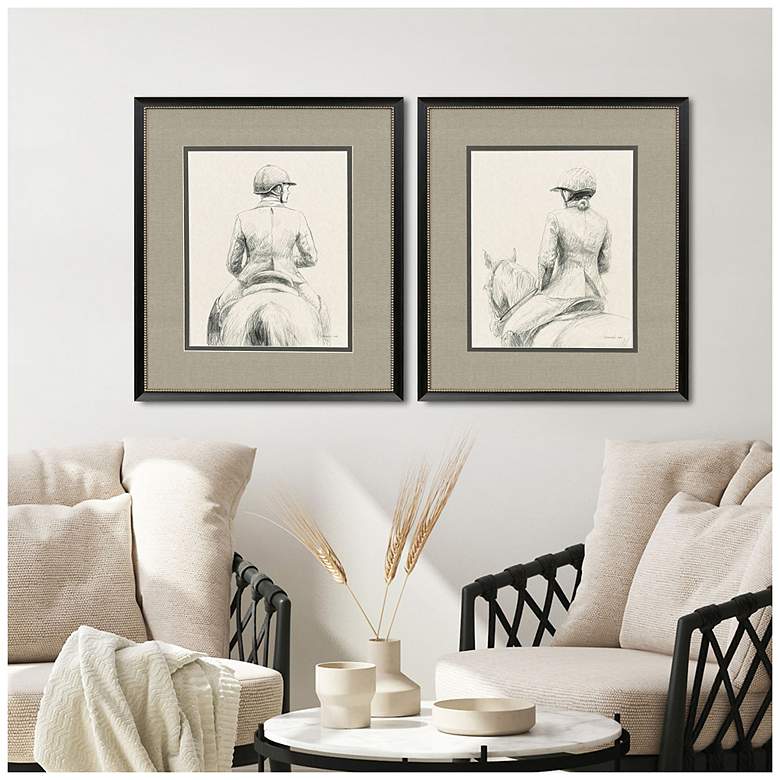 Image 4 English Rider 26"W x 30"H Traditional Framed Art Set of 2 more views