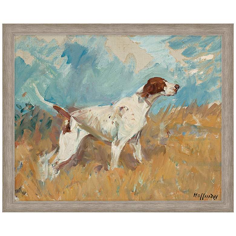 Image 3 English Setter on Watch 44" High Wood Framed Giclee Wall Art
