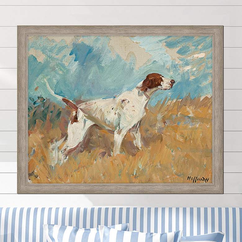 Image 2 English Setter on Watch 44" High Wood Framed Giclee Wall Art