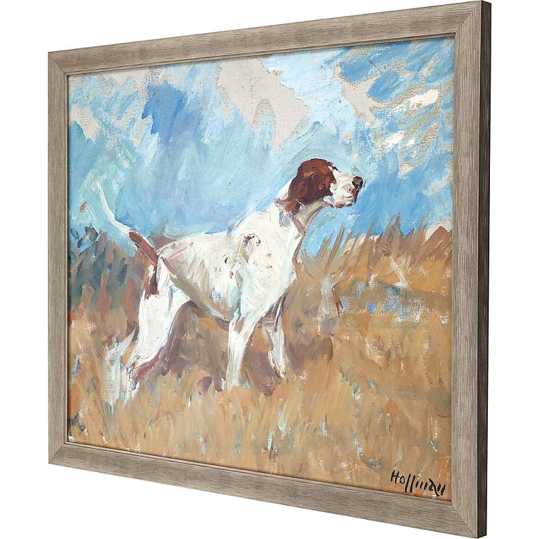 Image 5 English Setter on Watch 44" High Wood Framed Giclee Wall Art more views