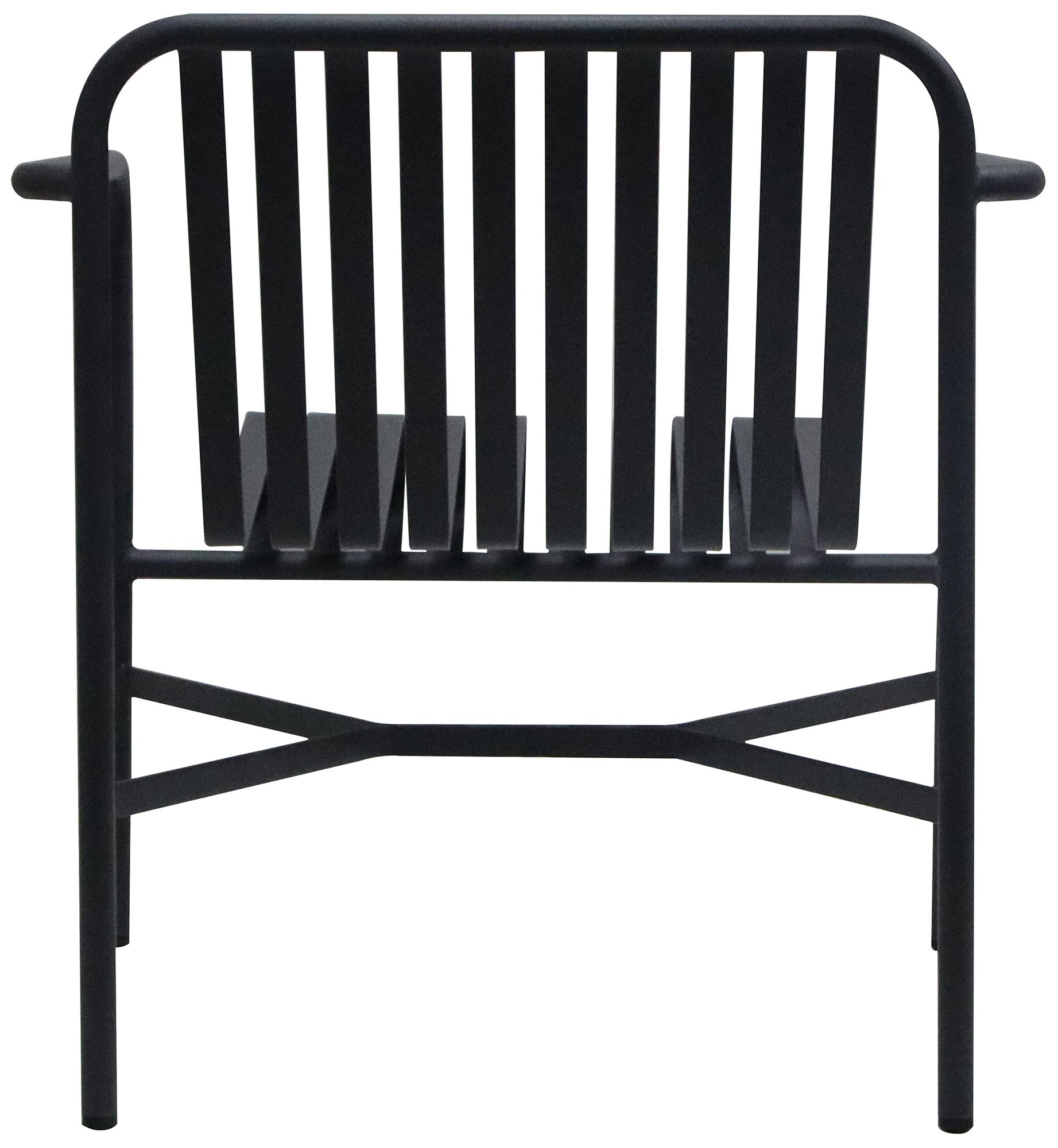 Enid Black Metal Outdoor Lounge Chair in scene