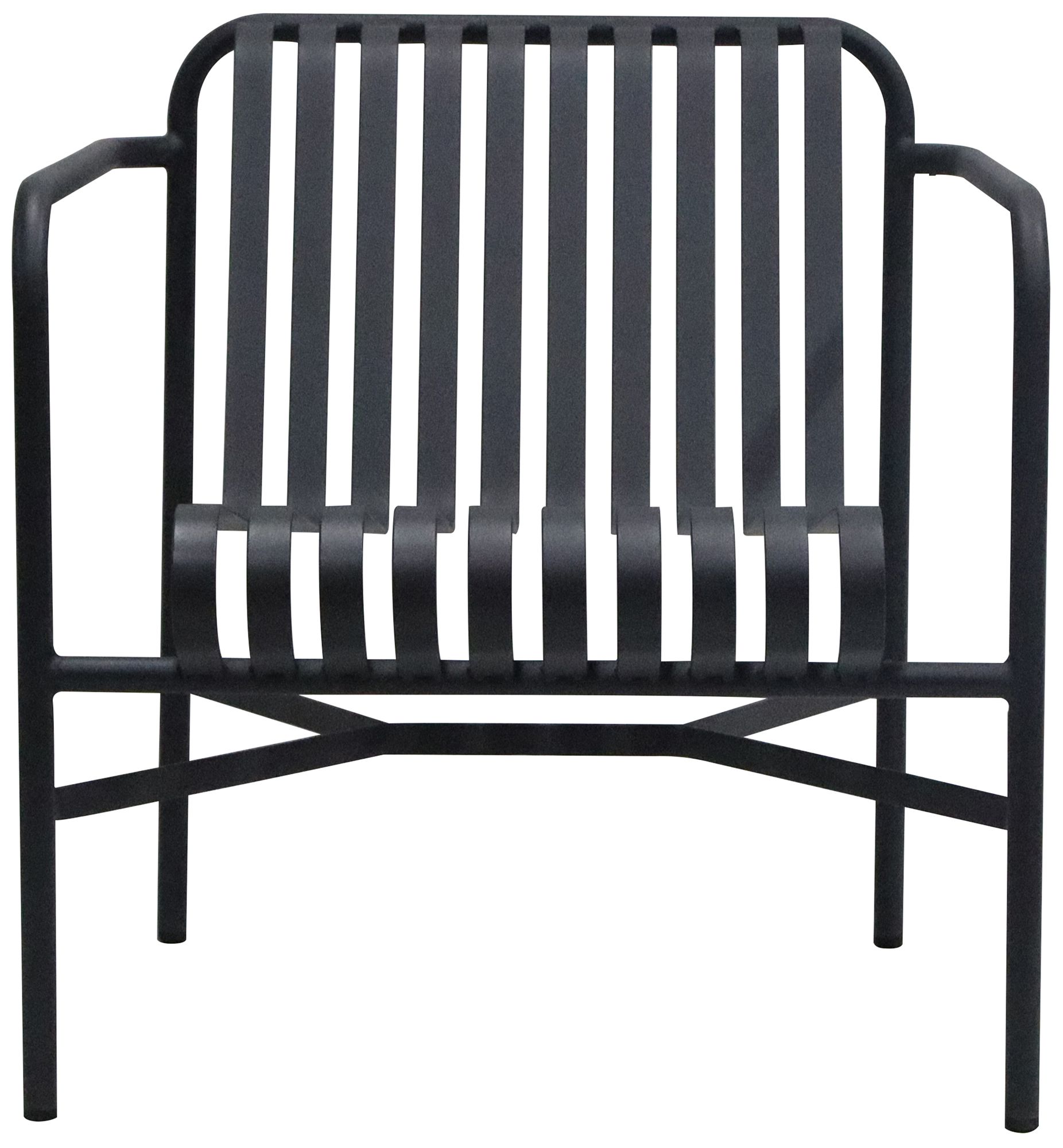 Enid Black Metal Outdoor Lounge Chair in scene