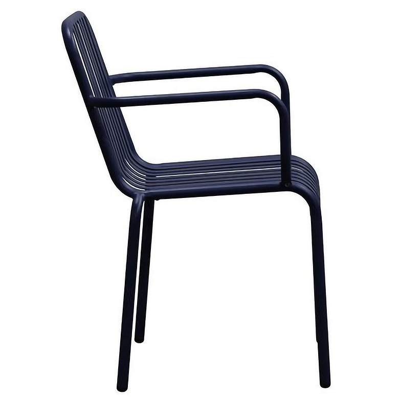Image 4 Enid Dark Blue Metal Outdoor Armchairs Set of 2 more views