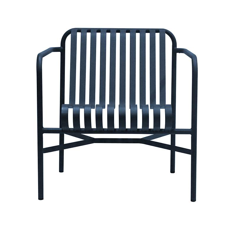 Image 7 Enid Dark Blue Metal Outdoor Lounge Chair more views