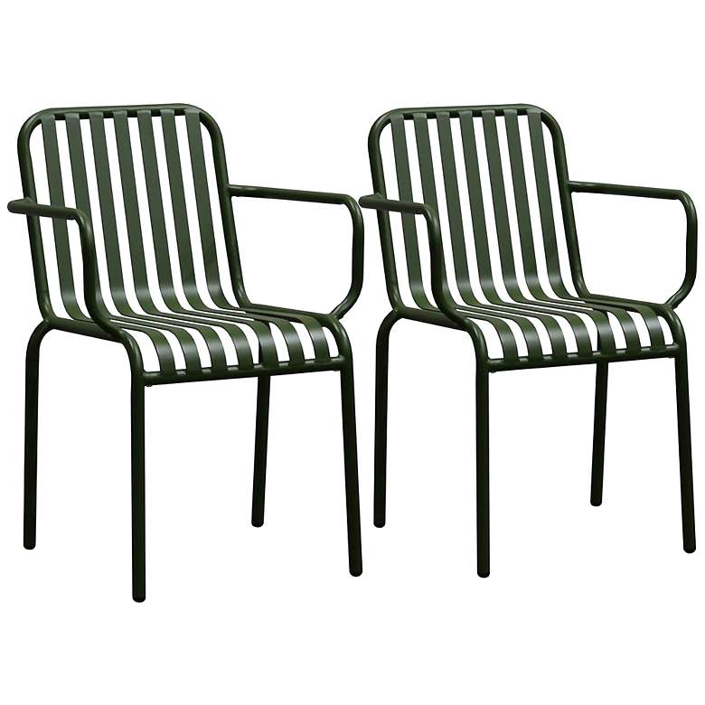Image 2 Enid Dark Green Metal Outdoor Armchairs Set of 2