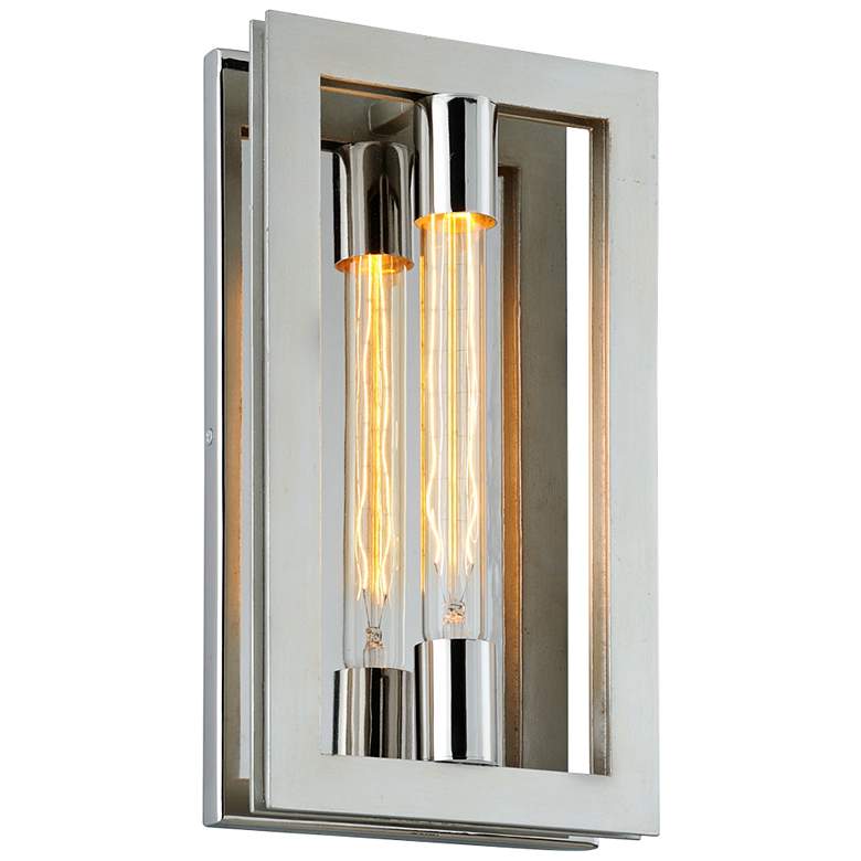 Image 1 Enigma 14" High Silver Leaf Rectangular Wall Sconce
