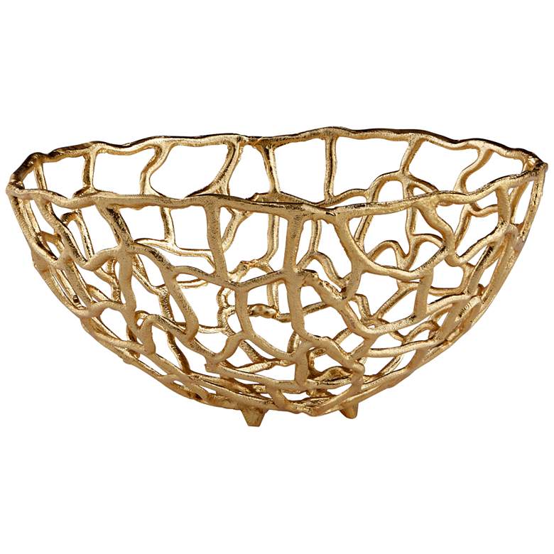 Image 2 Enigma 15 inch Wide Gold Finish Modern Decorative Bowl