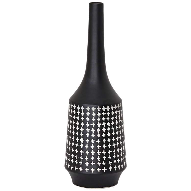 Image 1 Ennio Black and White 13 1/2 inchH Modern Tapered Ceramic Vase