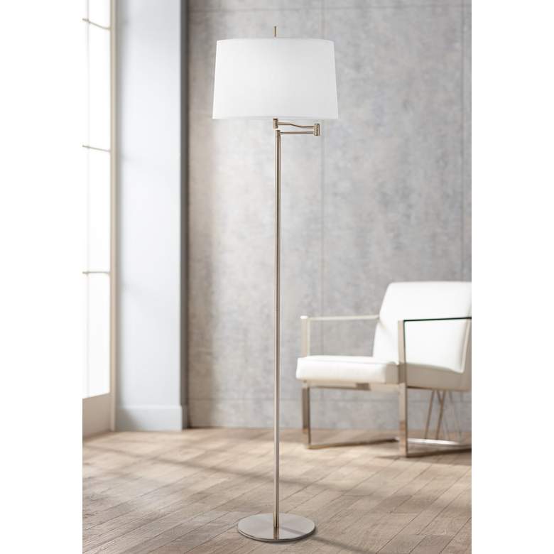 Image 1 Enola Brushed Steel Swing Arm Floor Lamp