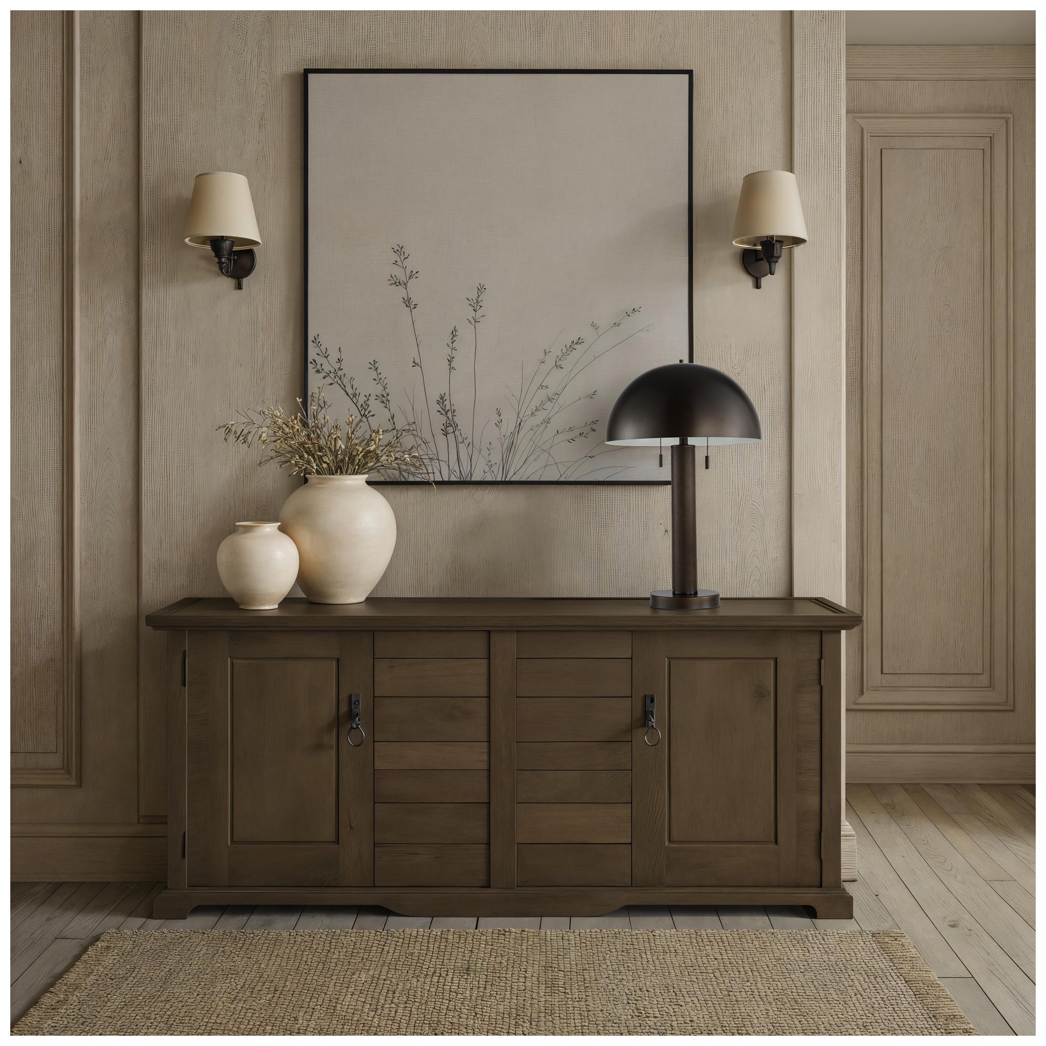 Image 2 Enri 27" Tall Black Marble Table Lamp with Drum Linen Shade more views