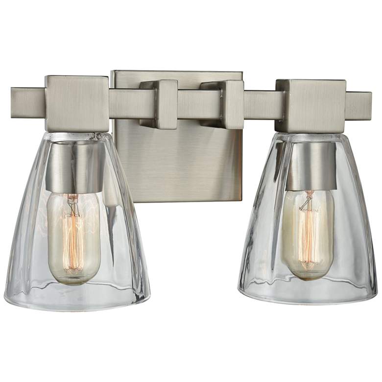 Image 1 Ensley 8 inch High Satin Nickel 2-Light Wall Sconce