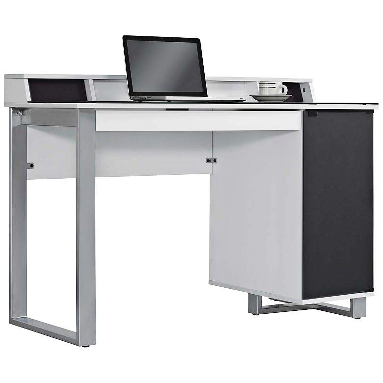 Image 1 Enterprise High Gloss White USB Desk with Speakers