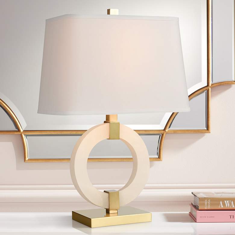 Image 1 Envrion Honey Brass and White Alabaster Accent Table Lamp