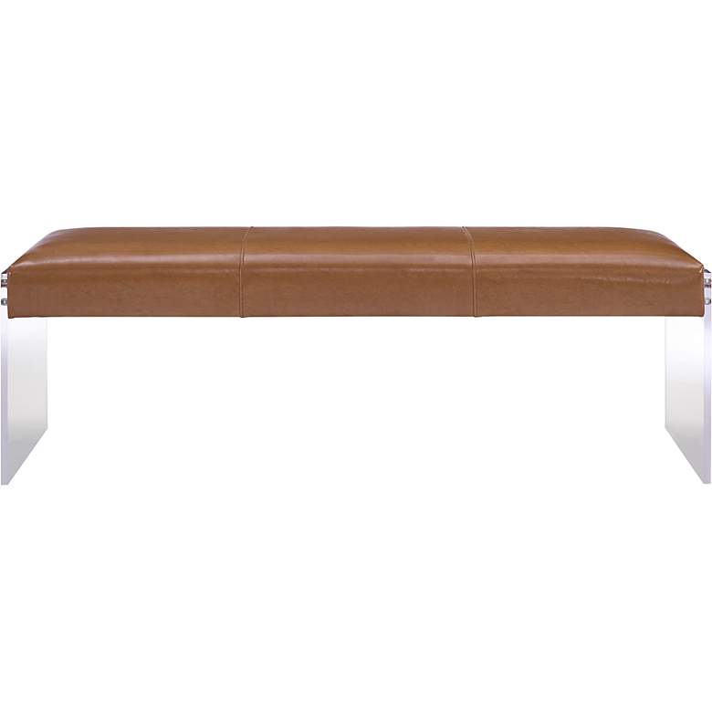 Image 2 Envy 53 1/2 inch Wide Acrylic and Brown Bonded Leather Bench Banquette more views