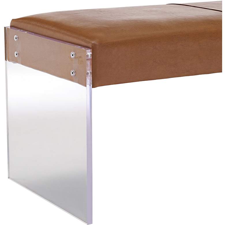 Image 3 Envy 53 1/2" Wide Acrylic and Brown Bonded Leather Bench Banquette more views