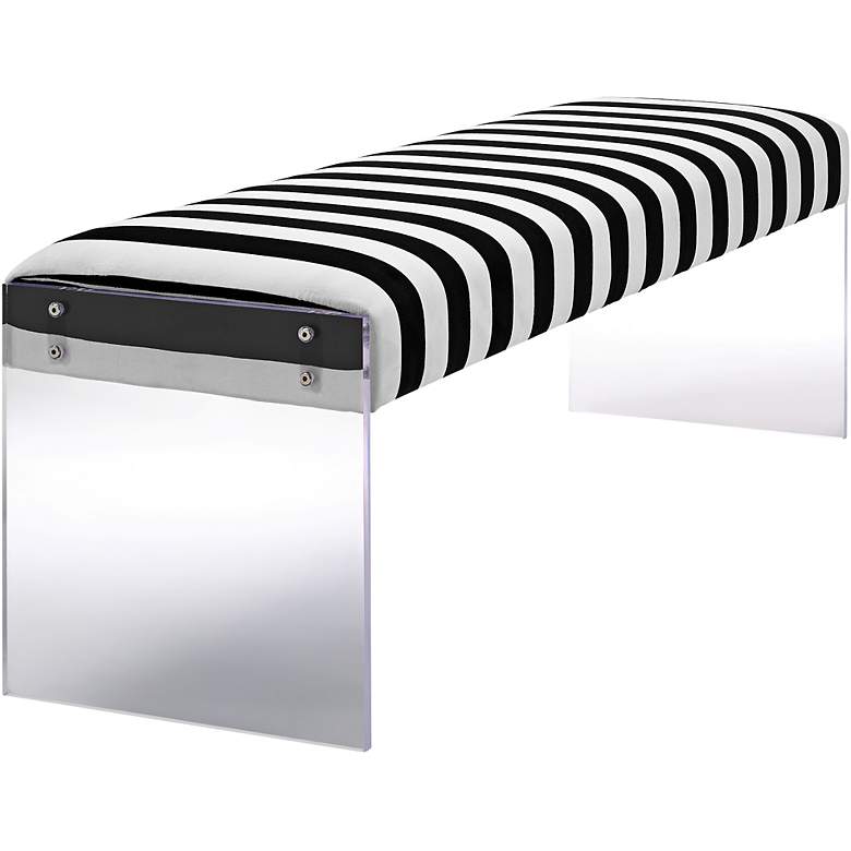 Image 1 Envy Acrylic and Black and White Stripe Velvet Bench	