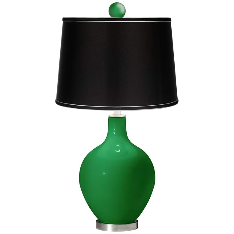 Image 1 Envy - Satin Black Ovo Table Lamp with Color Finial