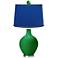 Envy - Satin Dark Blue Ovo Table Lamp with Color Finial
