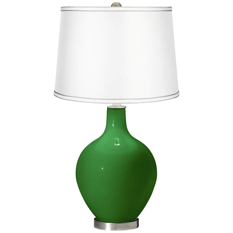 Image 1 Envy - Satin Silver White Shade Ovo Table Lamp