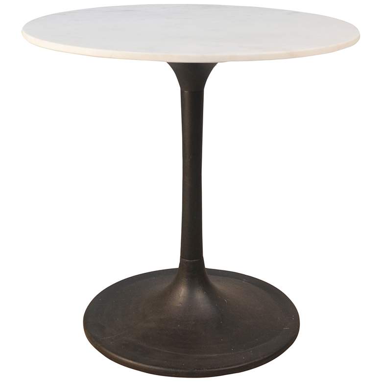Image 2 Enzo 30"W White Marble and Black Round Dining Table