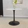 1_Enzo 30"W White Marble and Black Round Dining Table
