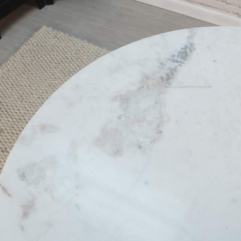 Image 5 Enzo 30"W White Marble and Black Round Dining Table more views
