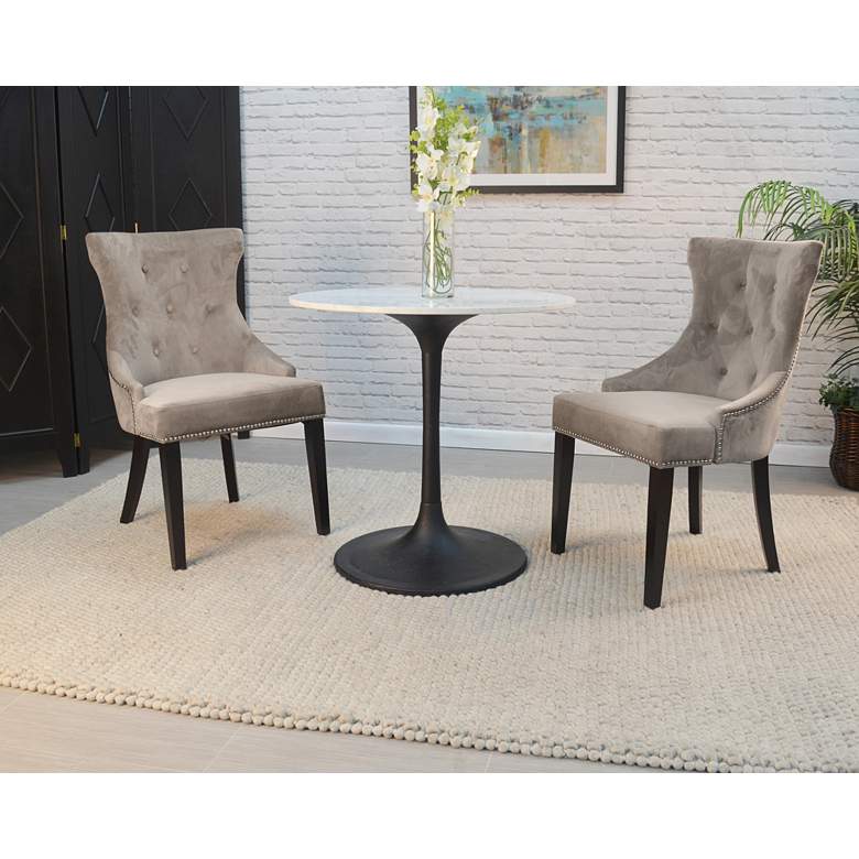 Image 6 Enzo 30"W White Marble and Black Round Dining Table more views