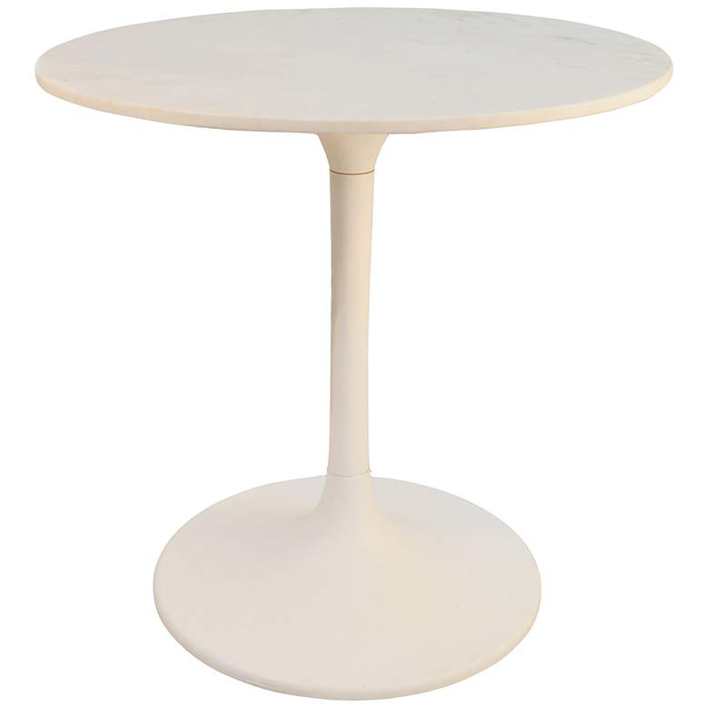 Image 2 Enzo 30"W White Marble and Metal Round Dining Table