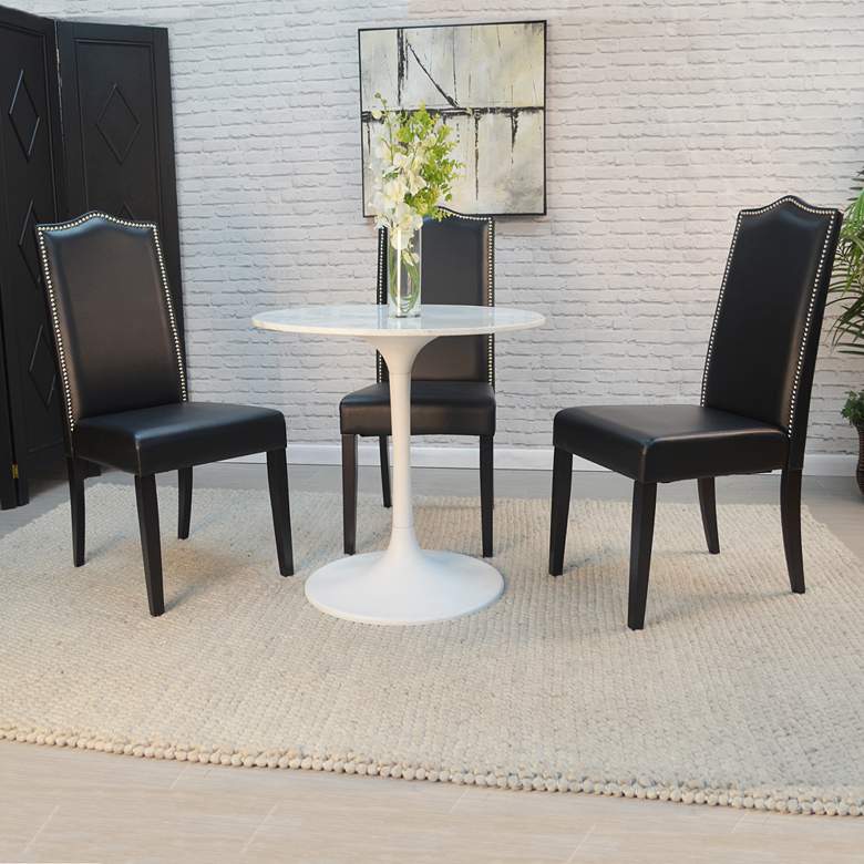 Image 6 Enzo 30"W White Marble and Metal Round Dining Table more views