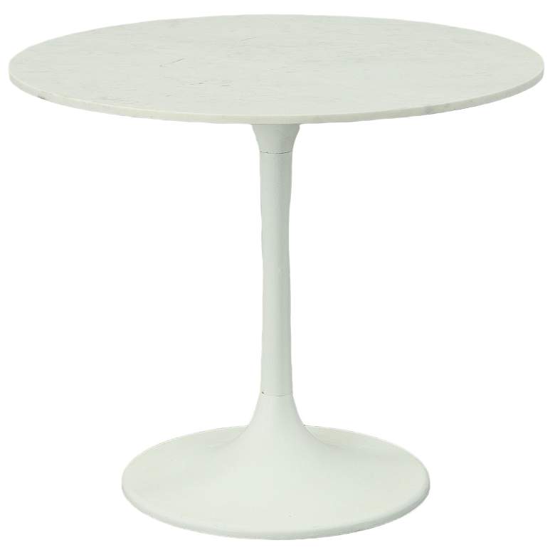 Image 1 Enzo 36" White Base White Top Round Marble Top Dining Table