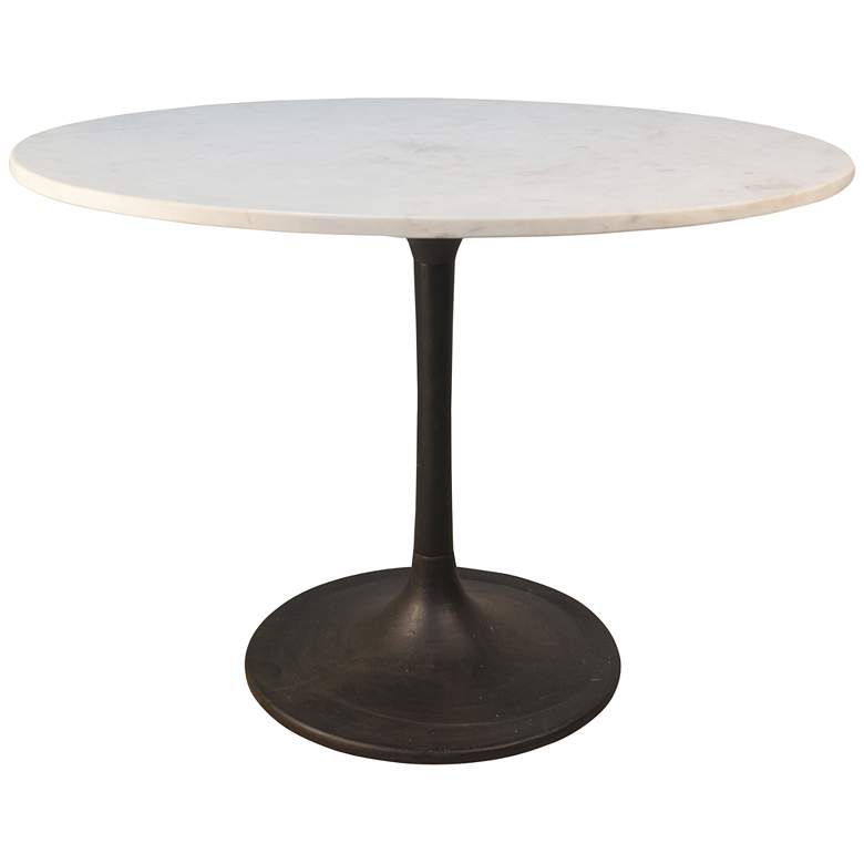 Image 2 Enzo 40"W White Marble and Black Round Dining Table