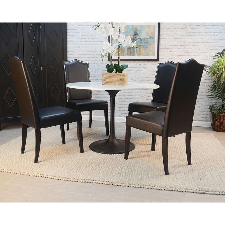 Image 6 Enzo 40"W White Marble and Black Round Dining Table more views