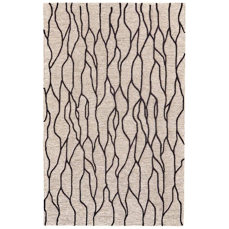 Image 2 Enzo 7428734 5'x8' Taupe and Black Rectangular Wool Area Rug