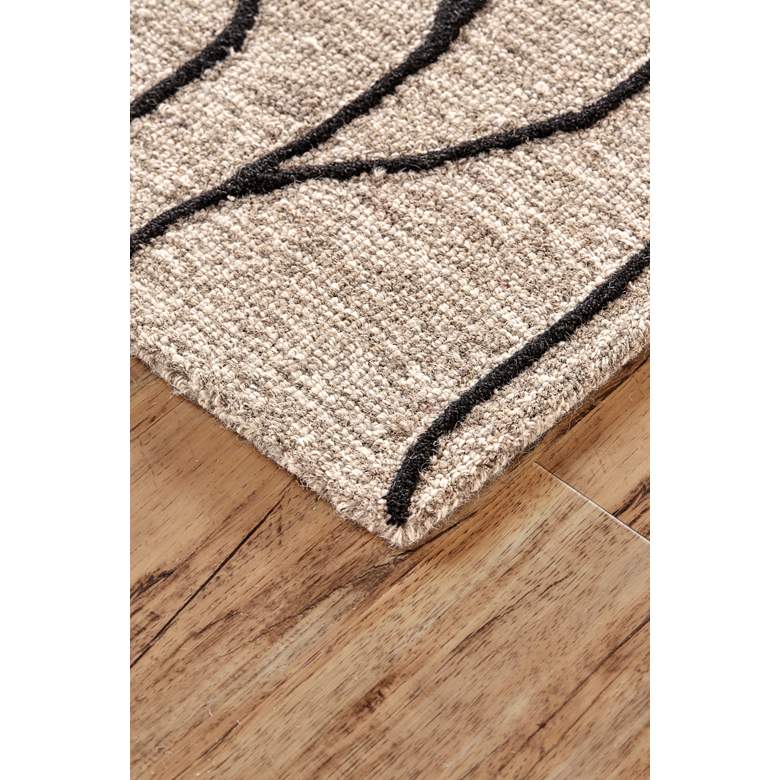 Image 3 Enzo 7428734 5'x8' Taupe and Black Rectangular Wool Area Rug more views