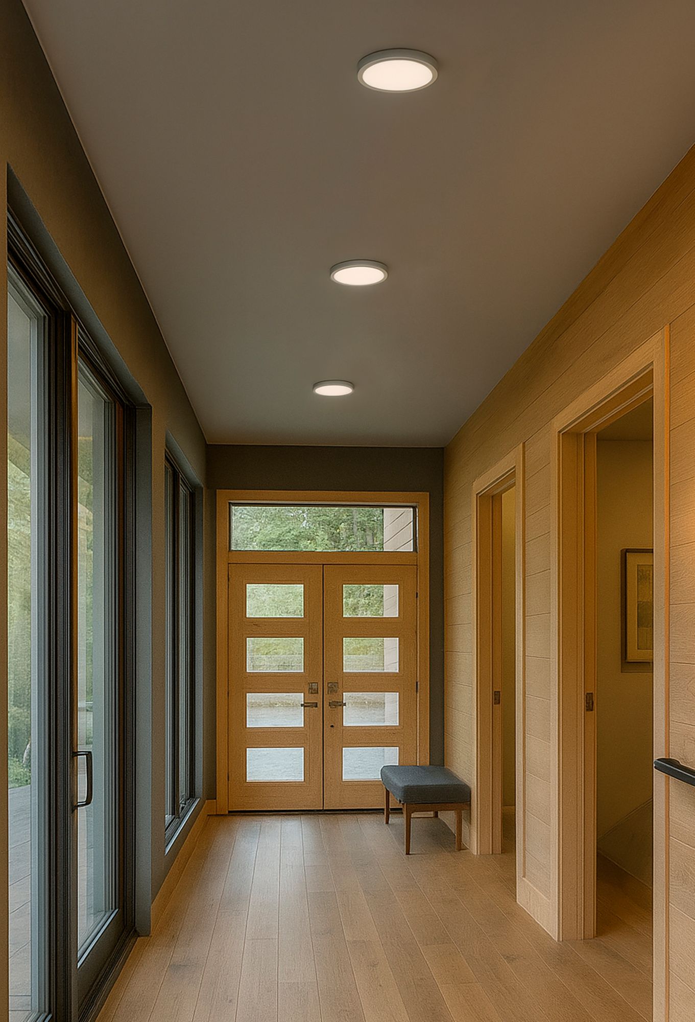 Image 2 Eon 14" Wide Satin Nickel LED Ceiling Light with White Acrylic Shade more views