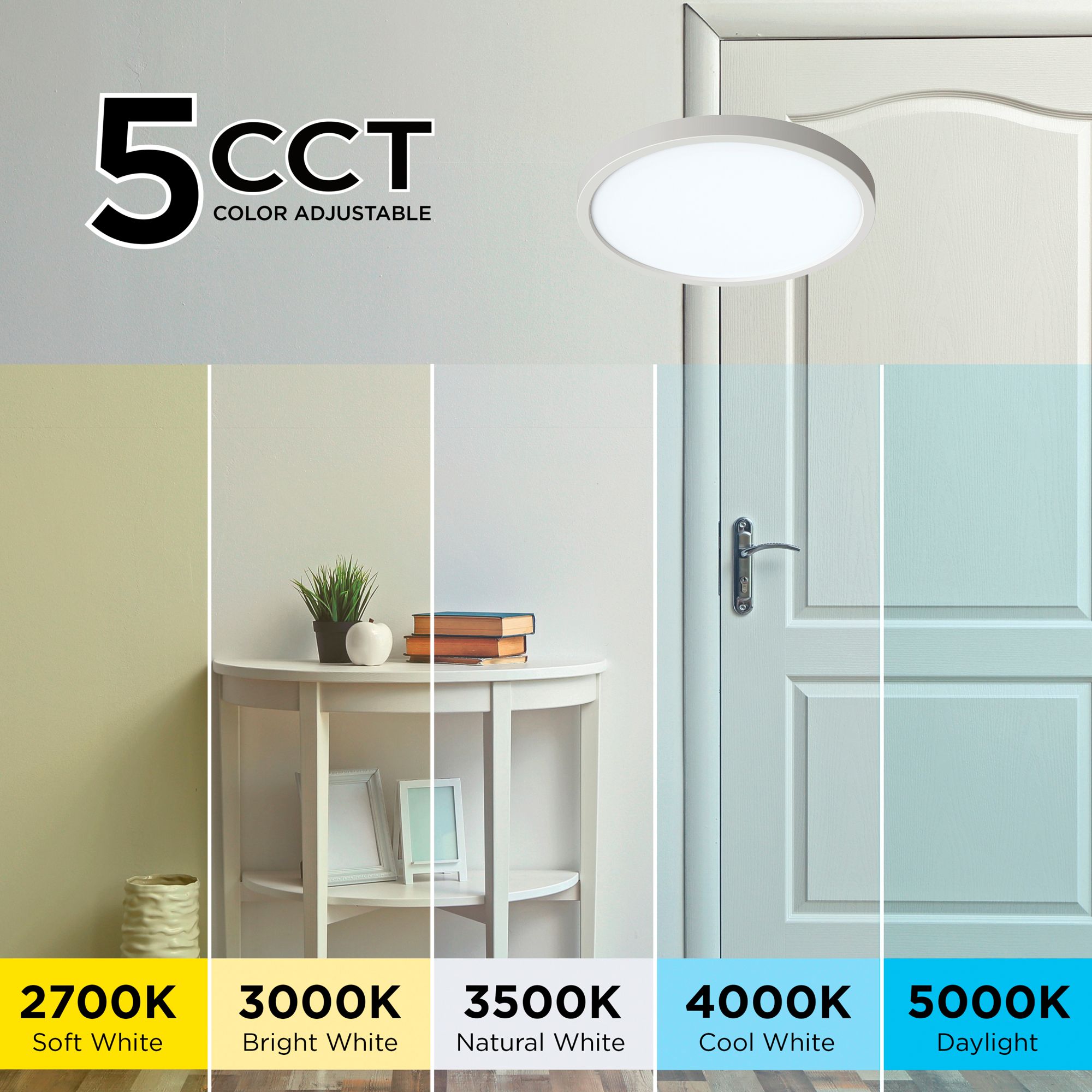 Image 3 Eon 14" Wide Satin Nickel LED Ceiling Light with White Acrylic Shade more views