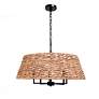 Thumbnail2 of Eopncks 26" Wide Matte Black and Natural Rattan Chandelier more views