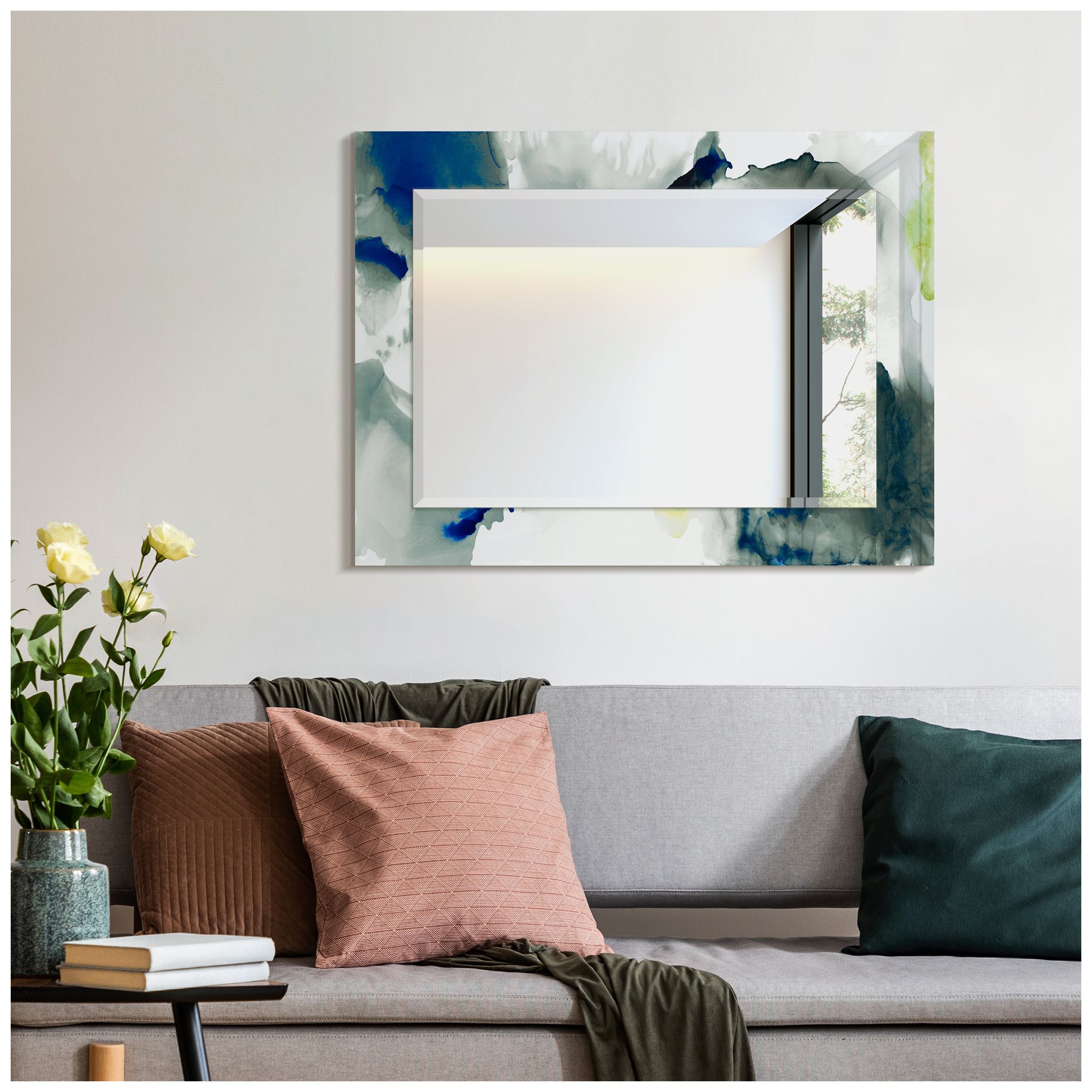 Image 6 Ephemeral IRectangular Beveled Mirror on Printed Tempered Art Glass more views