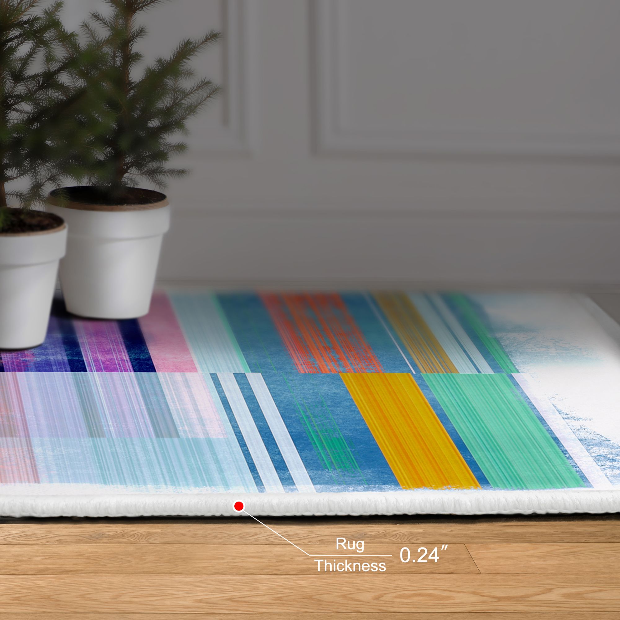 Image 6 Ephemeral Linear Washable Colorful Lines Art Area Rug size 8'x10' more views