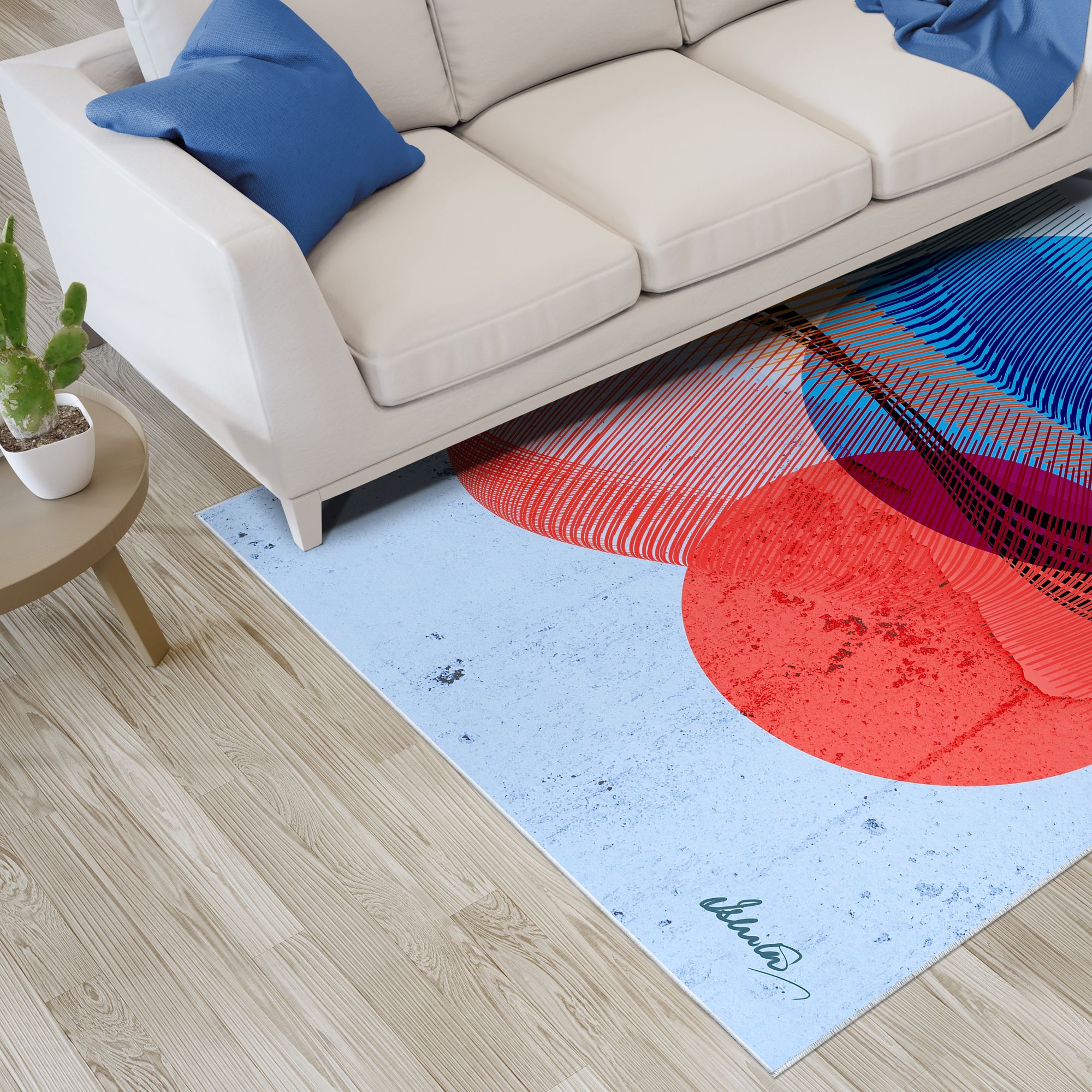 Image 5 Ephemeral Sunset Washable Circles Art Area Rug size 5'x8' more views